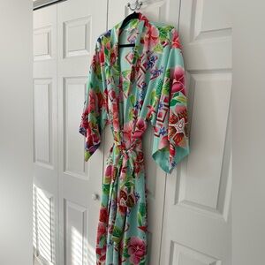 Vibrant Floral Geometric Kimono Robe